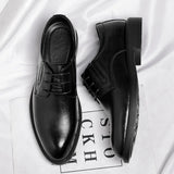 Heel Men's Dress Shoes Designer Cow Leather Increase Casual Spring Autumn Black Platform Wedding MartLion   