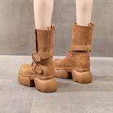 Internal Height Mid-calf Boots in Winter Women Leather Short Boot Office Ladies Tide Shoes MartLion