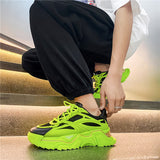 Platform Casual Shoes Men's Trendy Green Thick sole Sneakers Streetwear Hip Hop Designer Mart Lion   
