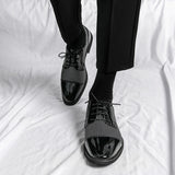 British Style Men's Dress Shoes Formal Antumn Patent Leather Buckle Strap Oxfords Mart Lion   