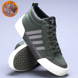 Green High-Top Canvas Shoes Men's Winter Sneakers Warm Fur Shoes Lace-up Casual Sneaker Man MartLion
