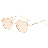 Retro Double Bridges Peach Pilot Sunglasses Women Men's Designer Luxury Metal Frame Eyewear MartLion champagne pictures show 