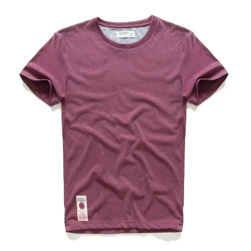 Men's Solid T-shirt Cotton t shirt Men Causal O-neck Basic shirt Male MartLion Wine08 XL 