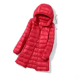 Thick Long Down Jacket Women Winter Ultra Light Down Jacket Women With Hooded Down Coat Female Hat Detachable MartLion red M 