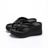 Soft Wedges Flip Flops for Women Clip Toe Platform Slippers Casual Non-Slip Wedge High Heel Sandals Slides MartLion   