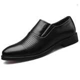 Slip on Men's Shoes Wedding Party Office Casual Dress Summer Breathable Vent Leather Mart Lion Black Vent 38 