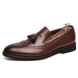 Brogue Dress Shoes Men's Formal Social Antumn Leather Classic Oxfords Zapatos De Hombre Elegantes Mart Lion Brown 6.5 