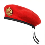 Autumn winter cap warm woolen octagonal hat adjustable beret hats versatile unisex beanie pure color beret caps MartLion red 1  