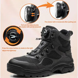 Indestructible Work Safety Boots Men's Construction Safety Shoes Anti-smash Anti-stab Protect Footwear Rotated Button Sneakers MartLion   