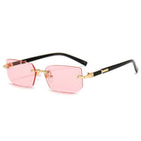 Rimless Sunglasses Rectangle Popular Women Men's Shades Small Square Summer Traveling MartLion Pink Black 