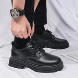 Men Formal Shoes Casual Business Leather Shoe British Style Student Thick Soled Lace Up Round toe Non Slip Outdoor Shoes MartLion