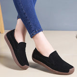 Spring Autumn Women Moccasins Suede Leather Flats Square Toe Slip-on Shoes Fall Casual Apricot Loafers Lady MartLion   