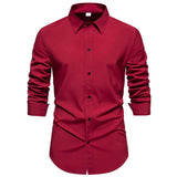 Light Purple Men's Dress Shirts Autumn Regular Fit Long Sleeve Shirt Casual Button Up Top Blouse Chemsie Homme MartLion Wine Red US Size S 