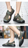 Summer Men's Breathable Mesh Sandals Handmade Outdoor Shoes Casual Male Soft Walking Beach Mart Lion   