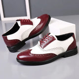 Classic Men's Dress Shoes Lace Up Point Toe Casual Formal for Wedding MartLion Red 47 