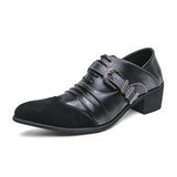 Retro Red Height-increasing Men's High Heel Shoes Pointed Toe Leather Dress Lace-up Social MartLion Black3208-3 38 CHINA