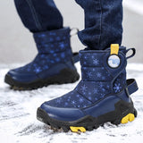Children's Winter Boots Kids Plush Warm Shoes Non-slip Girls Waterproof Boys Winter Shoes Snow MartLion Blue 5678 32 (insole 21cm) 