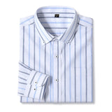Men's Casual Cotton Oxford Shirt Single Patch Pocket Long Sleeve Standard-fit Button-down Plaid Shirts MartLion 2636-16 45-55kg 38 
