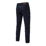 Jeans Men's Solid Color Slim Fit Straight Trousers Cotton Casual Wear Denim Jeans Pants MartLion   