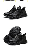 black waterproof work shoes with steel toe anti puncture protective leather safety anti slip work sneakers men's MartLion   