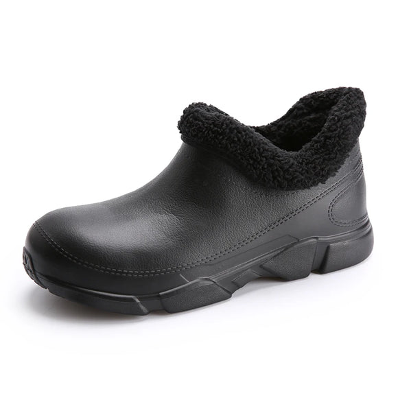 Unisex Chef Shoes Kitchen Shoes Non-slip Waterproof High-top Eva Winter Warm MartLion Black With Fur 36 