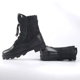 Lace Up Waterproof Outdoor Shoes Breathable Canvas Camouflage Tactical Combat Desert Ankle Boots Military Army Men's MartLion BLACK WITH ZIPPER 39 