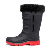 Outdoor Men's Boots for Couples High Rain Shoes Waterproof Galoshes Husband Fishing Work Garden Rainboots Women Rubber MartLion 28 Red-Fur 36 CHINA
