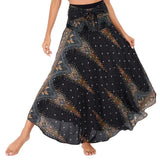 Summer Long Skirts Women Bottom Vintage Two Way Wear Beach Dress MartLion S01301-black One Size 