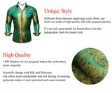 Barry Wang Exquisite Blue Silk Paisley Men's Shirt Four Seasons Lapel Long Sleeve Embroidered Leisure Fit Party Wedding MartLion   