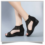 Summer Women Premium Orthopedic Open Toe Sandals Vintage Anti-slip Breathable Leather Casual Female Platform Retro Shoes
