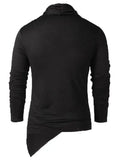 Medieval Men Asymmetrical Overlap Cardigan Casual Knitted Long Sleeve Sweater Shawl Collar Open Front Tops Men Vintage Sweaters MartLion   