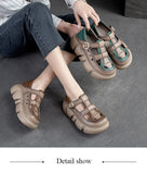 Women Sandals Summer Shoes Genuine Leather Covered Toe Soft Casual Walking Hollow MartLion   