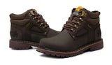 Genuine Leather Men's Military Boots Casual Work Shoes Brown Autumn Winter Handmade Army MartLion   
