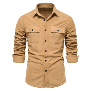Autumn Cotton Shirt Men's Casual Shirt Lapel Solid Pocket Men's Shirt Autumn MartLion   