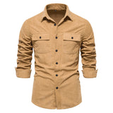 Autumn Cotton Shirt Men's Casual Shirt Lapel Solid Pocket Men's Shirt Autumn MartLion   