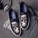 Men's Casual Shoes Spring High End Street Style Trend Skulls Print Flat Skateboard Party Slip-on Loafers Mart Lion   