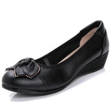 Summer Women cutouts Genuine Leather Shoes Buckle Flats Nurse Casual Handmade ballet flats MartLion Black 36 