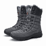 Fujeak Padded Cotton Shoes Men's Winter Warm Snow Boots Waterproof Non-slip Outdoor Working Mart Lion Gray 38 