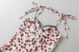 Summer Cherry Print Mini Dress Women Lace Slim Dresses MartLion   