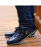 Men's Leather Shoes Autumn Casual Breathable Light Weight White Sneakers Driving Pointed Mart Lion   