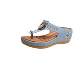 Women Flip Flops Rome Wedges Platform Slipper Ladies Shoes Beach Causal Dress Slides Zapatos Mart Lion blue 4.5 
