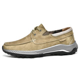Golden Sapling Casual Shoes for Men's Retro Leather Flats Platform Loafers Leisure Footwear Outdoor MartLion Khaki 44 