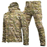 Winter Autumn Tactical Jackets Elastic Men's Fleece Waterproof Suits Fishing Warm Hiking Camping Tracksuits Set Hood Coat MartLion CP X7 Suit S 45-55kg 