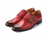 Men's Casual Shoes Snakeskin Grain Microfiber Leather Slip-on Buckle Dress Office Oxfords Party Wedding Flats Mart Lion   