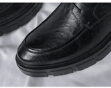 Heel Shoes Men's Casual Cow Leather Dress British Breathable Groom Platform Wedding MartLion   