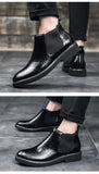 Genuine Leather Men's Chelsea Boots Inner Height Ankle Dress Masculina Mart Lion   