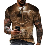 Beast Fierce Lion Wolf 3D T Shirt  Summer Men's Oversized Short Sleeve Black and White MartLion   