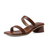 Genuine Leather Open Toe Outside Slides Women Sandals Summer Women Shoes Modern Slippers Lady Mules MartLion Brown 39 