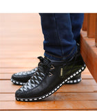 Men's Leather Shoes Autumn Casual Breathable Light Weight White Sneakers Driving Pointed Mart Lion   