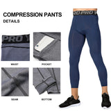 Compression Pants for Men Capri Leggings Cool Dry Workout Running Athletic Gym Tights Bottom with Pockets MartLion